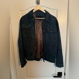 Good condition John Varvatos USA suede jacket. Size medium. Blue